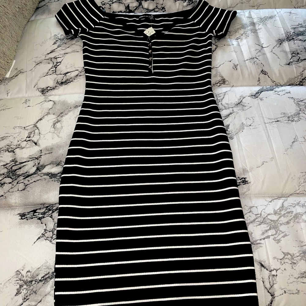 Striped body con mini dress (ribbed)